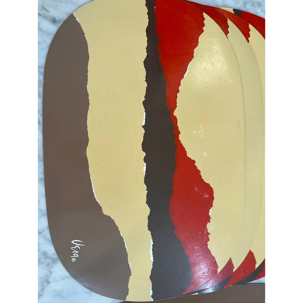 VTG 70's Vera Neumann Abstract Southwest Placemats Set of 6 Brown Red Tan MCM